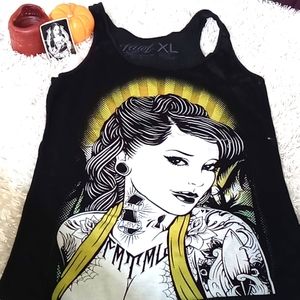 Fatal tank top black with pinup tattooed woman XL